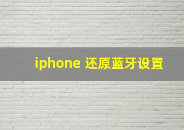 iphone 还原蓝牙设置